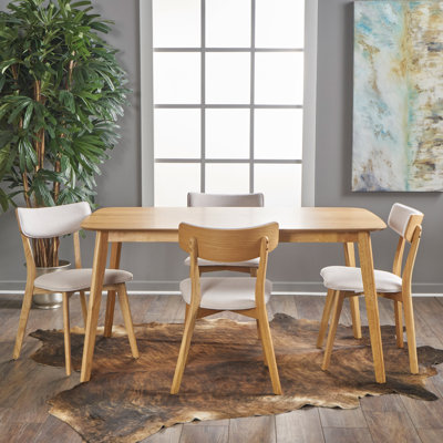 George Oliver Henry 4 - Person Rubberwood Solid Wood Dining